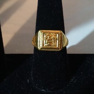 Gold Tone Square Signet Ring